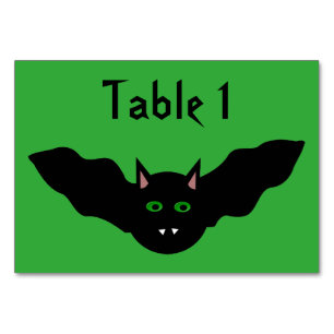 Vampire Cat Faced Bat Halloween Custom Tablecards Tischnummer