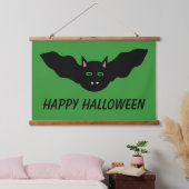 Vampire Cat Faced Bat Halloween Custom Wandteppich Mit Holzrahmen (Schlafzimmer)