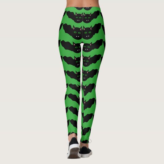 Vampire Cat Faced Bat Halloween Leggings (Rückseite)