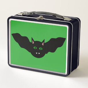 Vampire Cat Faced Bat Halloween Metal Lunchbox