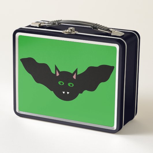 Vampire Cat Faced Bat Halloween Metal Lunchbox (Vorderseite)
