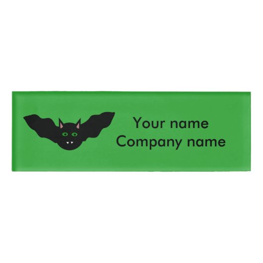 Vampire Cat Faced Bat Halloween Personalisiert Namenschild (Vorderseite)