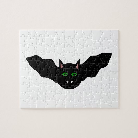 Vampire Cat Faced Bat Halloween Puzzle (Horizontal)