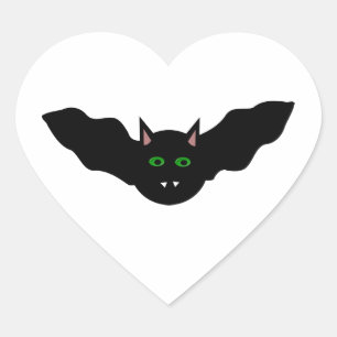 Vampire Cat Faced Bat Halloween Sicker Herz-Aufkleber