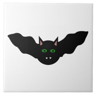 Vampire Cat Faced Bat Halloween Tile Fliese