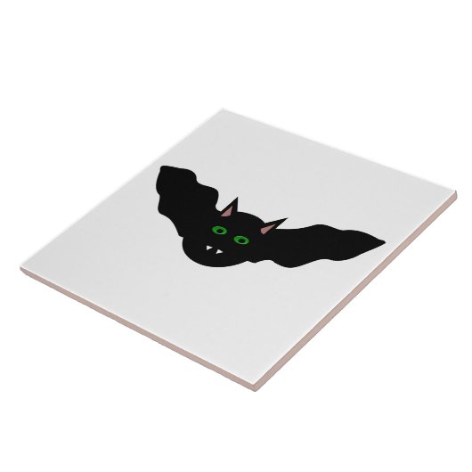 Vampire Cat Faced Bat Halloween Tile Fliese (Seite)