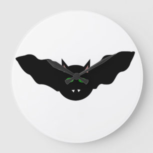 Vampire Cat Faced Bat Halloween Wall Clock Große Wanduhr
