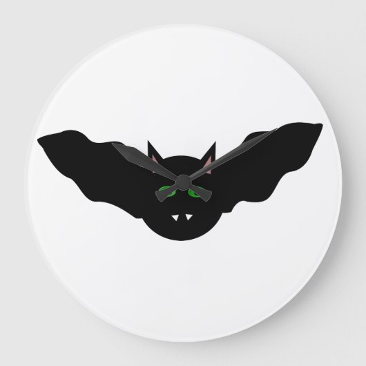 Vampire Cat Faced Bat Halloween Wall Clock Große Wanduhr (Vorderseite)
