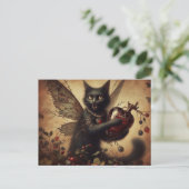 Vampire Cat Fairy Horror mit Flasche Postkarte (Stehend Vorderseite)
