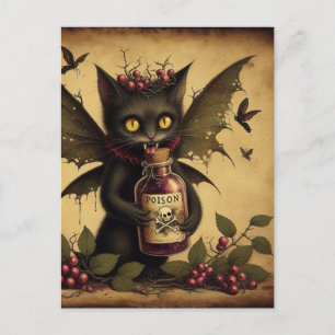 Vampire Cat Fairy Poison Flasche Vintag Postkarte