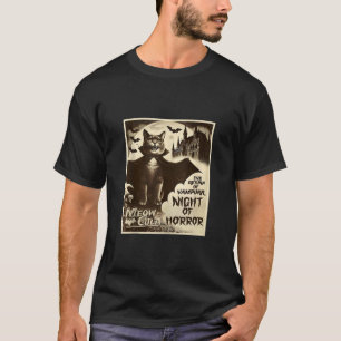 Vampire Cat Meowcula Vampurr Vintag Horror Poster T-Shirt