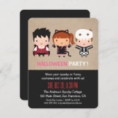 Vampire Cat Skeleton Halloween-Party Einladungen (Vorne/Hinten)