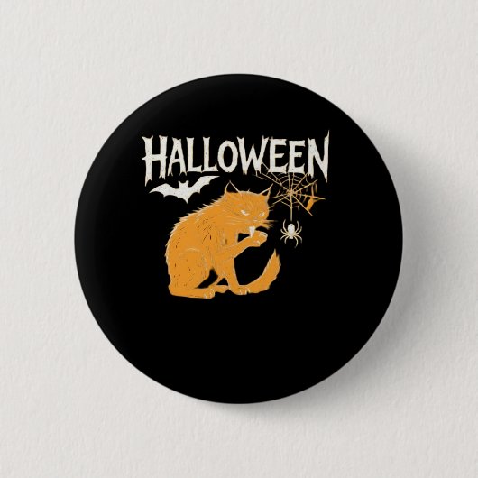 Vampire Cat's Halloween Classic T - Shirt Button (Vorderseite)