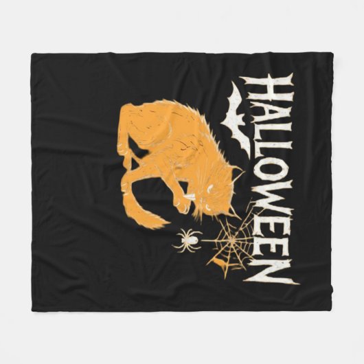 Vampire Cat's Halloween Classic T - Shirt Fleecedecke (Vorderseite (Horizontal))