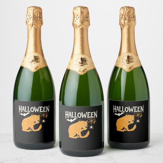 Vampire Cat's Halloween Classic T - Shirt Schaumweinetikett (Flaschen)