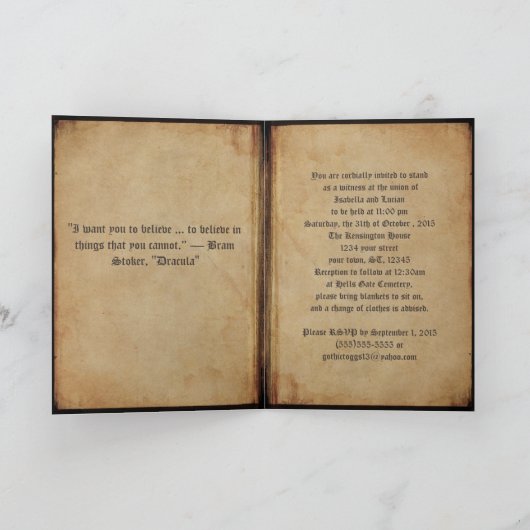 Vampire Couple Clock Gothic Wedding Einladung (Innenseite)