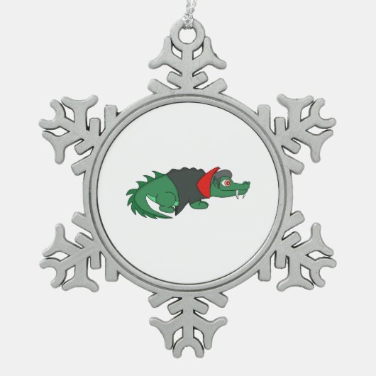 Vampire Crocodile Schneeflocken Zinn-Ornament (Vorderseite)