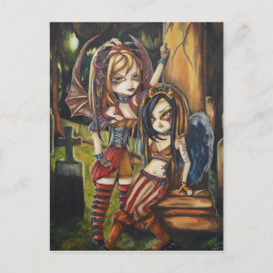 Vampire Dark Angel Gothic Graveyard Art Postkarte