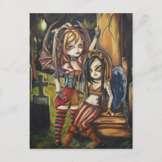 Vampire Dark Angel Gothic Graveyard Art Postkarte