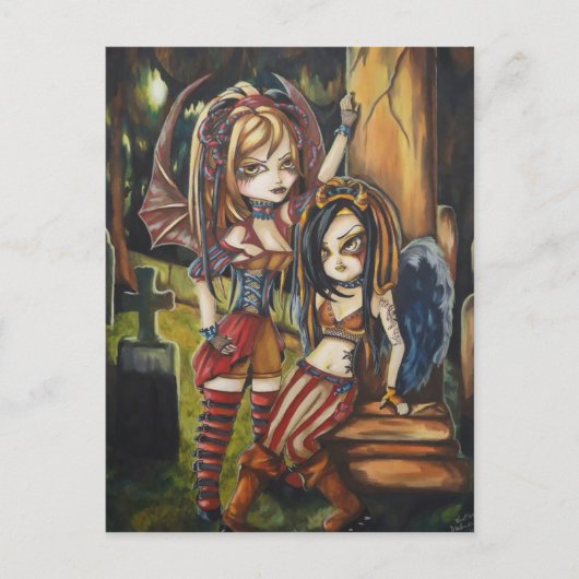 Vampire Dark Angel Gothic Graveyard Art Postkarte (Vorderseite)