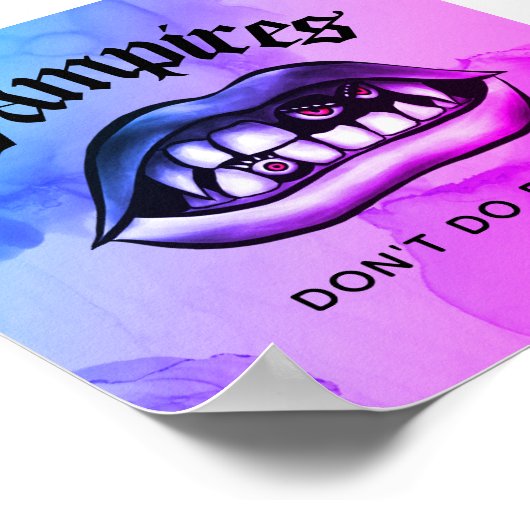 Vampire Do nicht Geschirr Funny Vaporwave Poster (Ecke)
