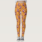 Vampire Dracula Bats Halloween Orange Niedlich Leggings (Vorderseite)