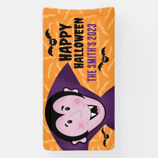 Vampire Dracula Bats Kinder Niedlich glückliches H Banner (Vertikal)