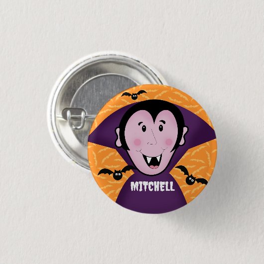 Vampire Dracula Bats Kinder Niedlich glückliches H Button (Vorne & Hinten)