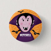 Vampire Dracula Bats Kinder Niedlich glückliches H Button (Vorderseite)