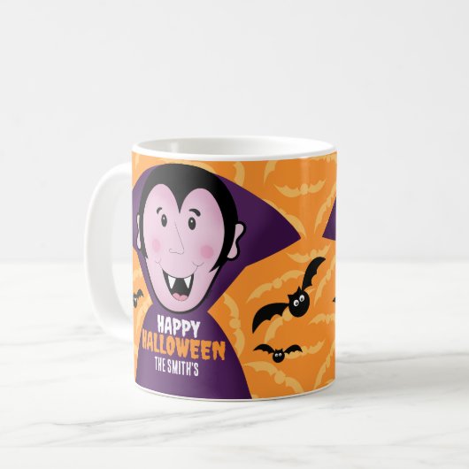 Vampire Dracula Bats Kinder Niedlich glückliches H Kaffeetasse (Vorderseite Links)