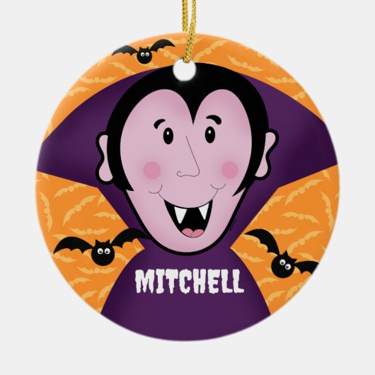 Vampire Dracula Bats Kinder Niedlich glückliches H Keramik Ornament (Vorne)