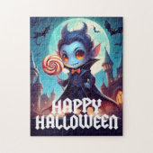 Vampire Eating Candy Happy Halloween Puzzle (Vertikal)