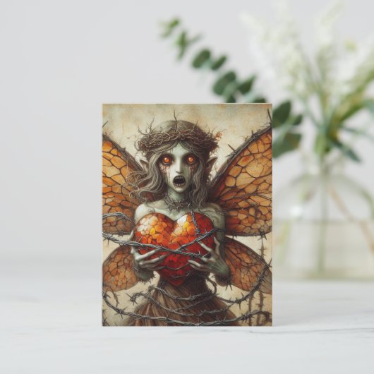 Vampire Fairy Orange Heart Brambles Postkarte (Stehend Vorderseite)