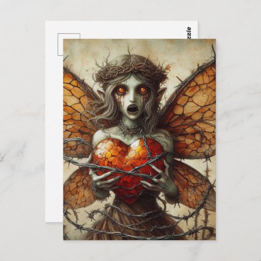 Vampire Fairy Orange Heart Brambles Postkarte (Vorne/Hinten)