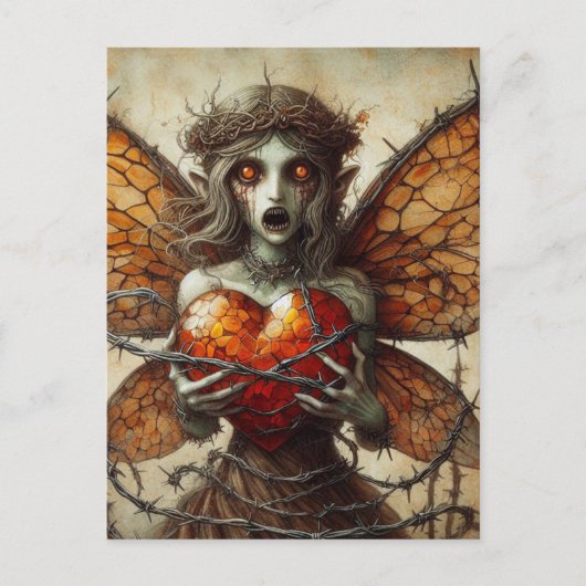 Vampire Fairy Orange Heart Brambles Postkarte (Vorderseite)