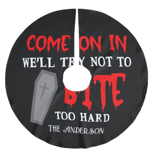 Vampire Familie Halloween Red Blood Coffin Custom Polyester Weihnachtsbaumdecke (Vorderseite)