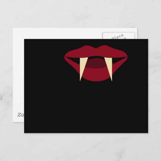 Vampire Fangs Blutrote Lippen Postkarte (Vorne/Hinten)