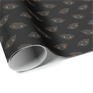 Vampire Fangs Copper Black Halloween Pattern Geschenkpapier
