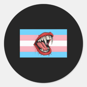Vampire Fangs das Transgender-Pride-Flag-Halloween Runder Aufkleber