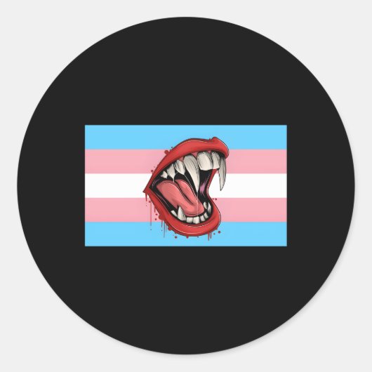 Vampire Fangs das Transgender-Pride-Flag-Halloween Runder Aufkleber (Vorderseite)
