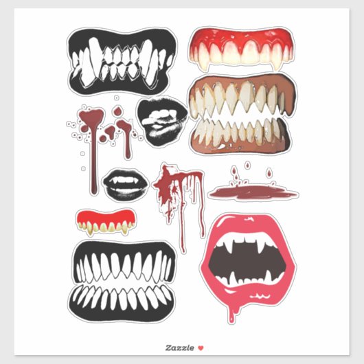 Vampire Fangs Teeth Halloween Horror art Aufkleber (Blatt)