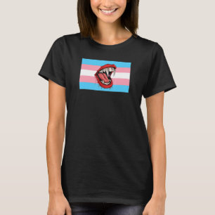 Vampire Fangs Teeth Transgender Pride Flag Hallowa T-Shirt