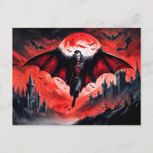 Vampire Flug über Spuk Schloss Postkarte