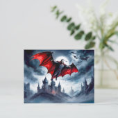 Vampire Flug über Spuk Schloss Postkarte (Stehend Vorderseite)