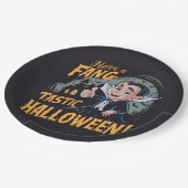 Vampire Funny haben ein Fang-Tastic Halloween Pappteller (Schrägansicht)