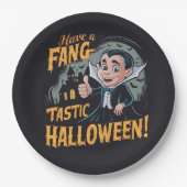 Vampire Funny haben ein Fang-Tastic Halloween Pappteller (Vorderseite)