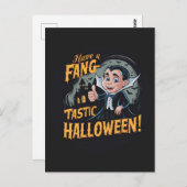 Vampire Funny haben ein Fang-Tastic Halloween Postkarte (Vorne/Hinten)
