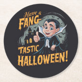 Vampire Funny haben ein Fang-Tastic Halloween Runder Pappuntersetzer (Vorderseite)