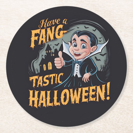 Vampire Funny haben ein Fang-Tastic Halloween Runder Pappuntersetzer (Vorderseite)