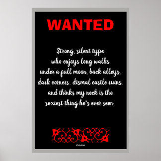Vampire Gewollt Funny Gothic Art Print Poster